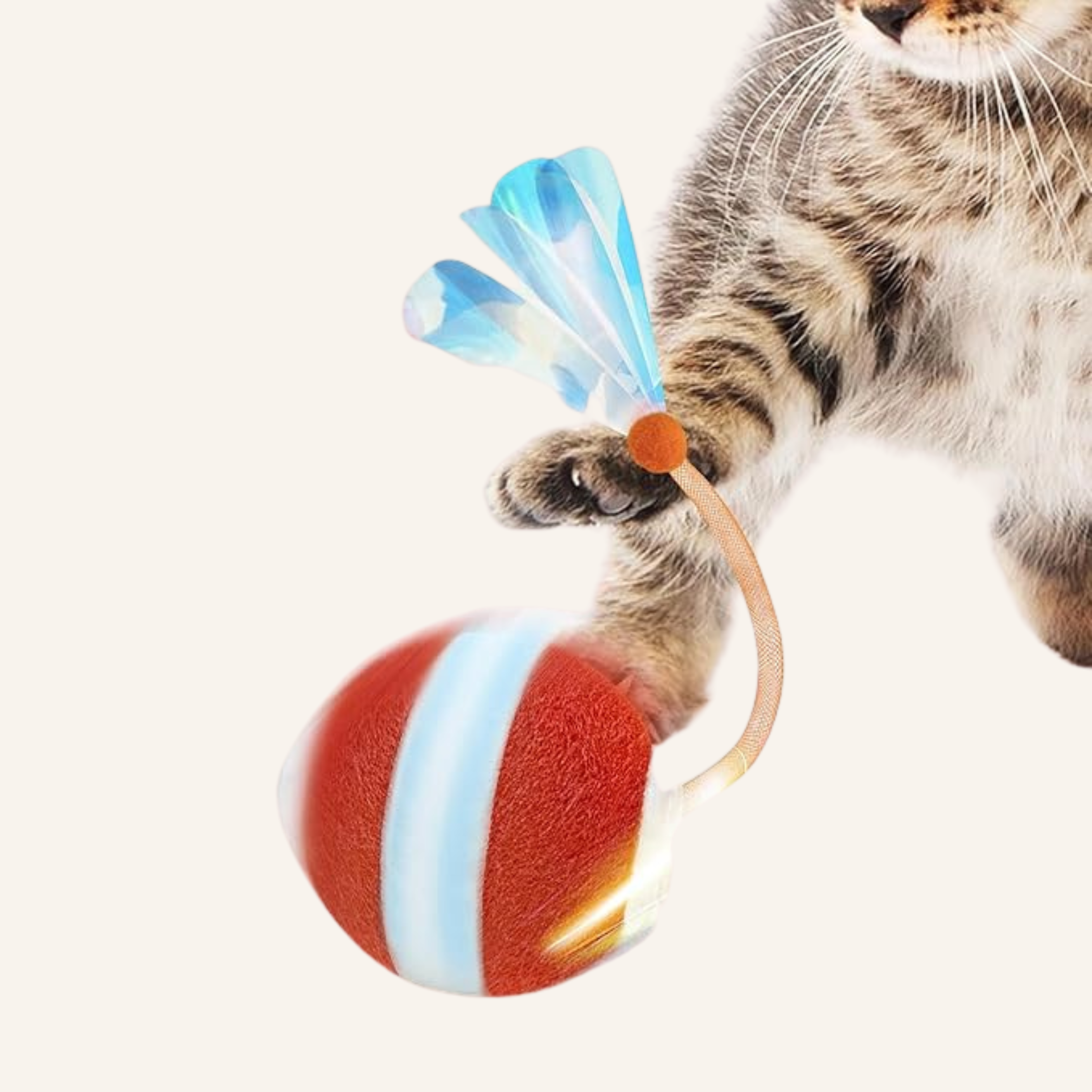 Interactive Cat Toy Ball with Moving Tail – Motion Activated