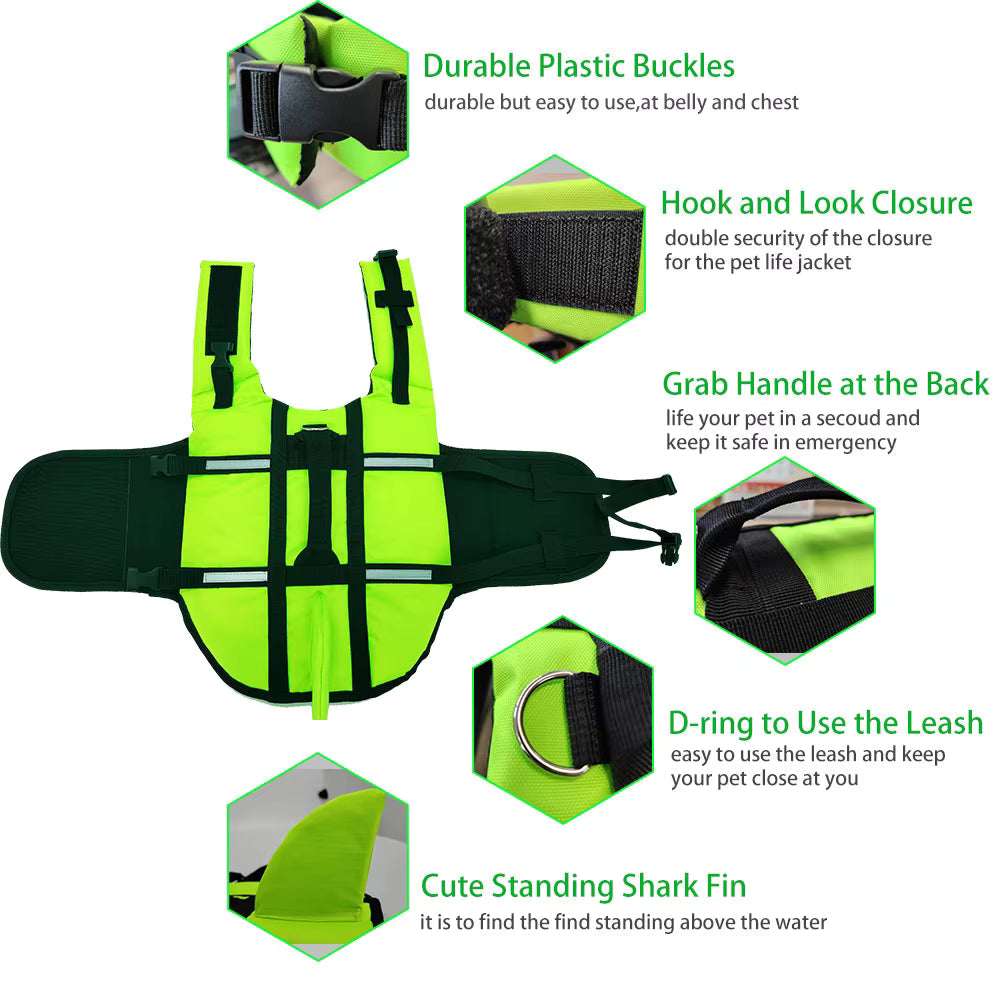 Dog Life Jacket – High Buoyancy Safety Vest with Reflective Strips & Handle
