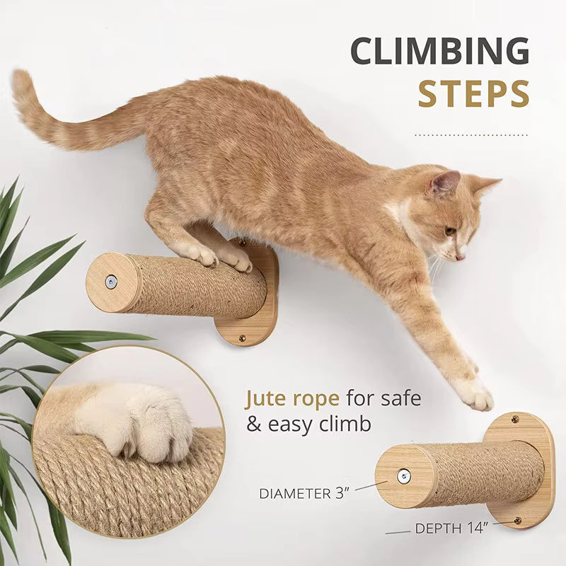 Wall Mounted Cat Hammock with Climbing Steps