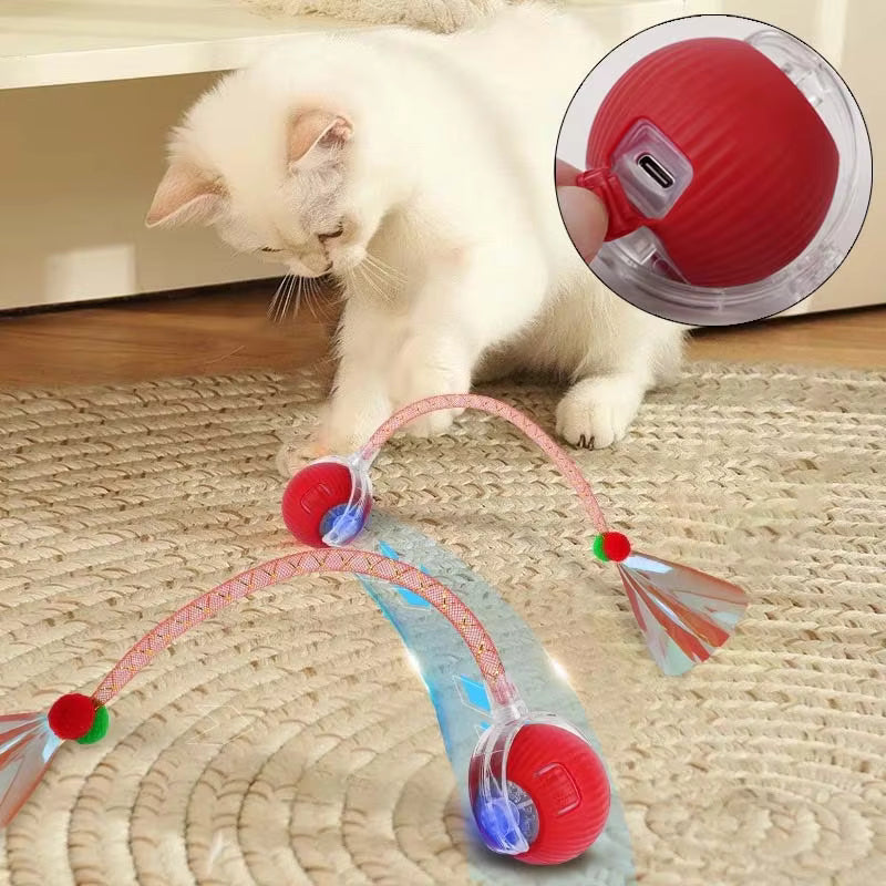 Interactive Cat Toy Ball with Moving Tail – Motion Activated