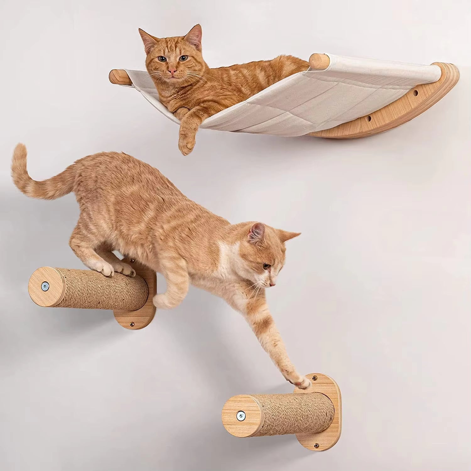 Wall Mounted Cat Hammock with Climbing Steps